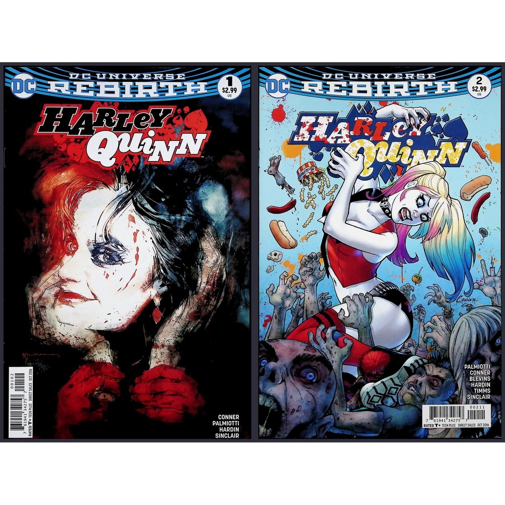 Harley Quinn 2X Comic Lot #1 2 Sienkiewicz Variant Amanda Conner Palmiotti DC